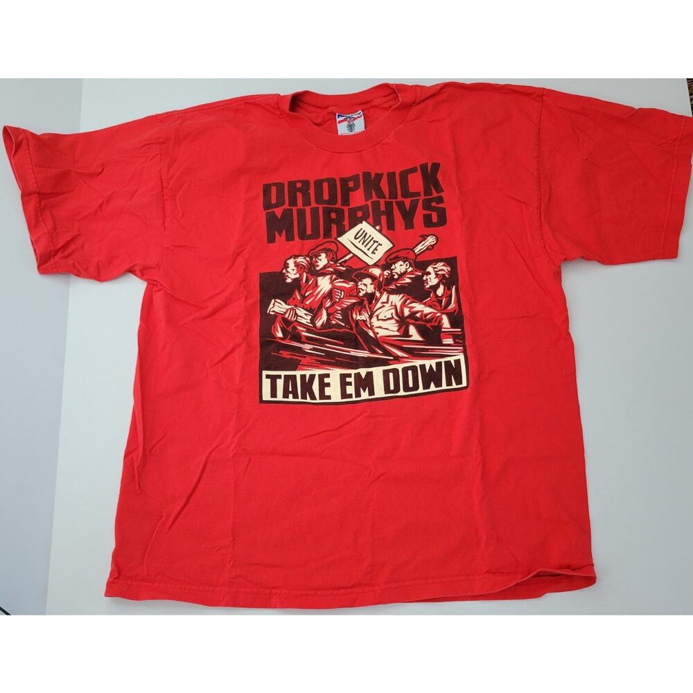 Y2K Dropkick Murphys T-Shirt Mens 2XL Red Take Em Down Unite Union Made USA Punk